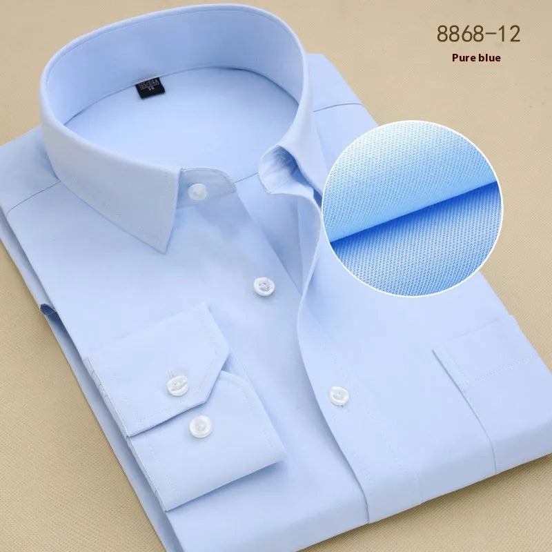 Men's black long sleeve business shirt in slim fit cotton cardigan style