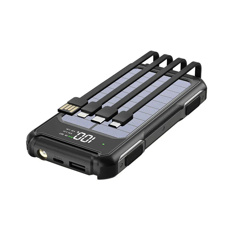 Military-grade portable power bank in black, green, or orange with 10000mAh or 20000mAh capacity