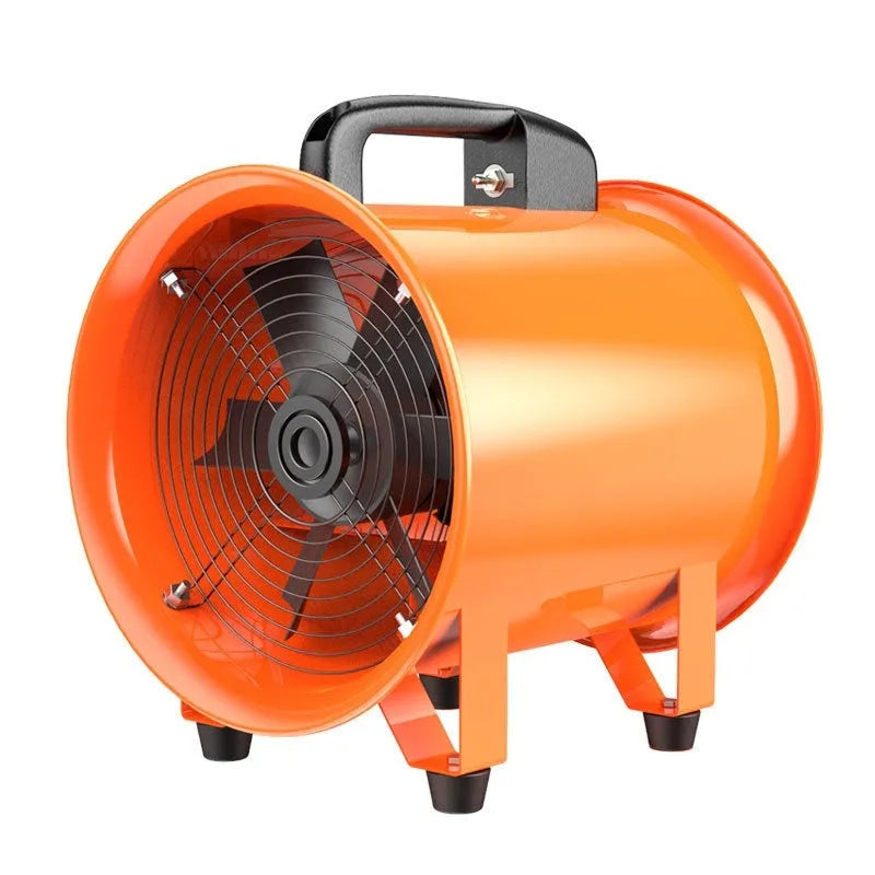 Portable industrial axial flow fan with titanium steel construction and flexible air duct