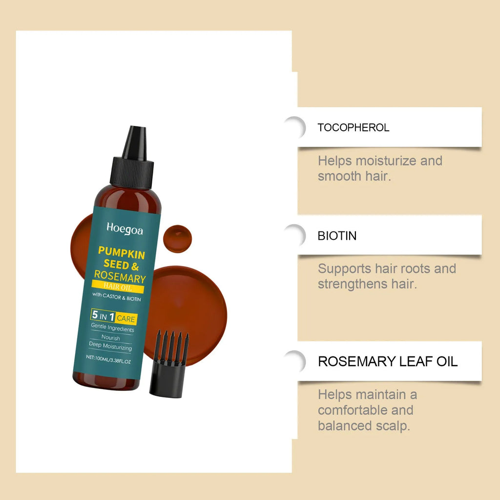 Rosemary essential oil 100ml bottle with pointed applicator nozzle and hair comb for hair care treatment