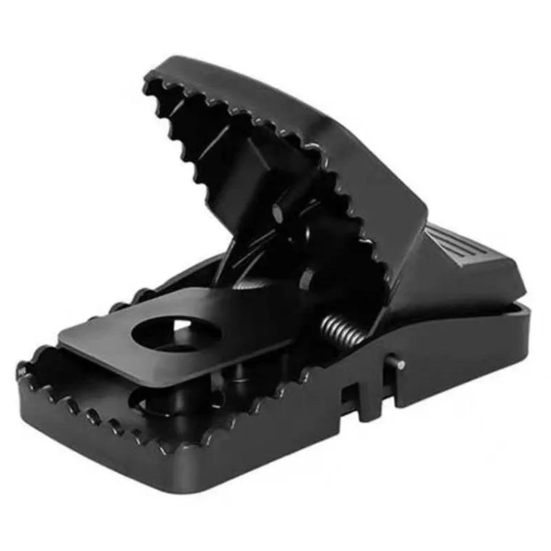 Automatic mouse trap cage in metal and plastic construction for indoor rodent control