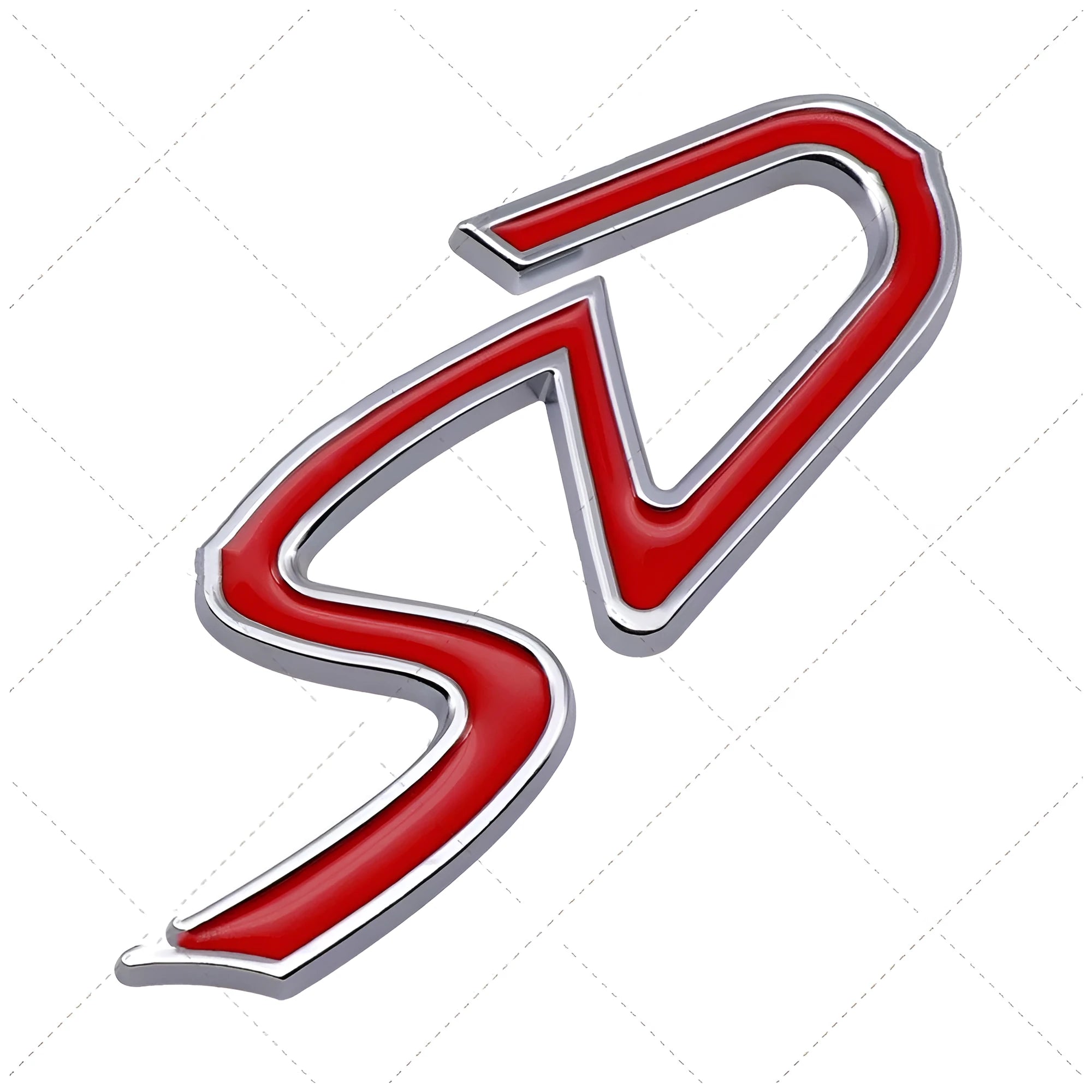 Metal car bumper sticker labels in SD, D and S patterns with red and silver or black colour options