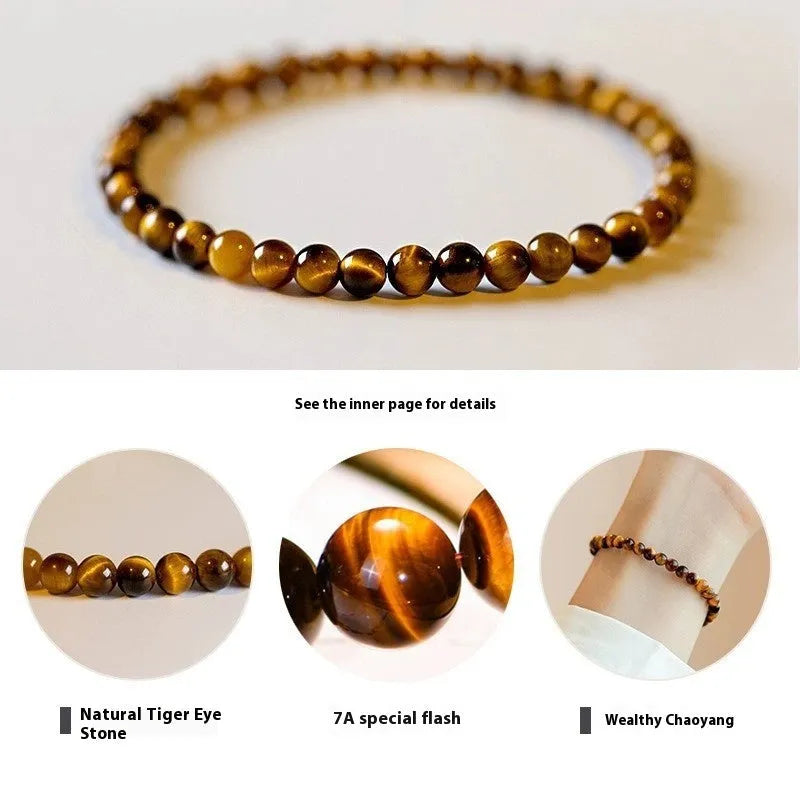 Tigereye stone bracelet geometric design new Chinese style with 4mm 6mm 8mm bead options