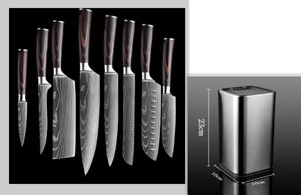 7CR17 Damascus steel chef knife with colour steel handle, 18cm blade