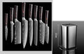 7CR17 Damascus steel chef knife with colour steel handle, 18cm blade
