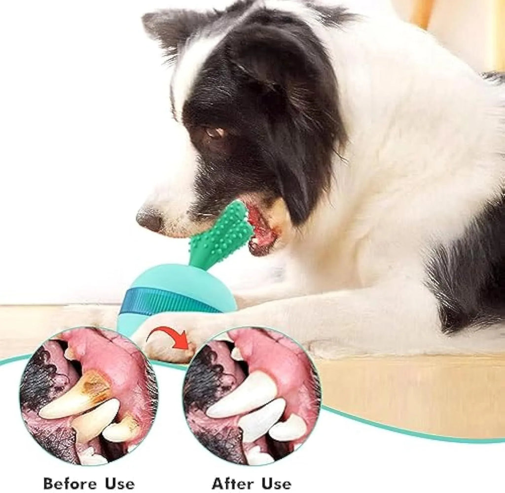 Blue durable rubber interactive dog treat dispenser ball with small leak holes
