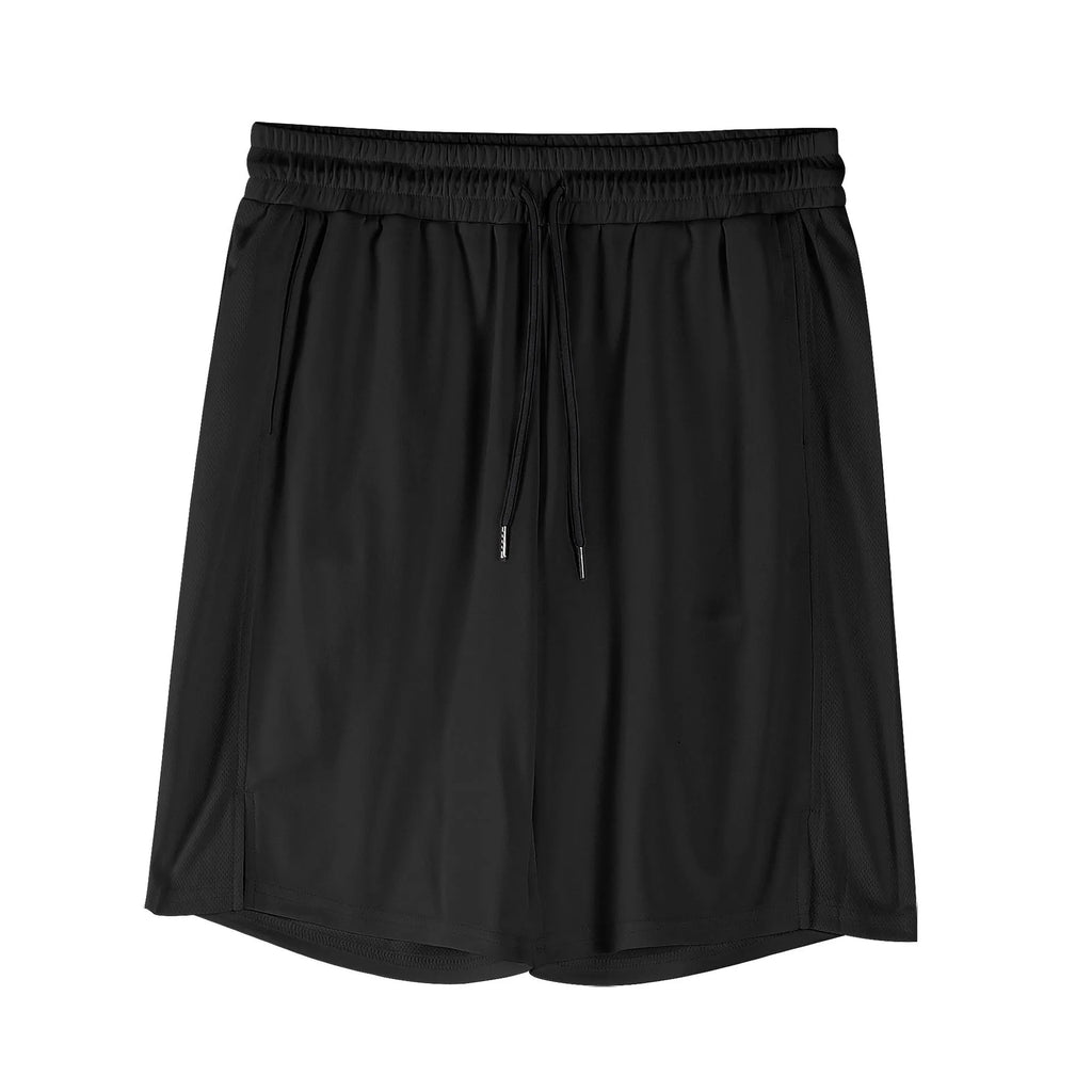 Men's white quick-drying mesh fitness shorts with elastic waistband