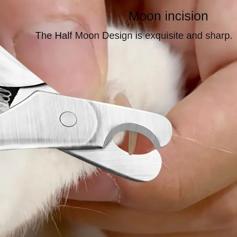 Silver professional stainless steel pet nail clipper with a safety guard for dogs and cats.