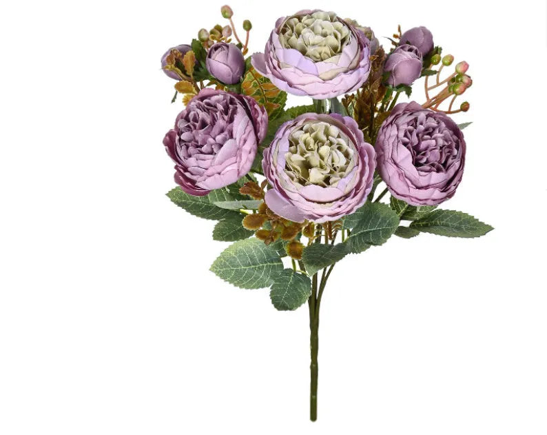 Artificial silk peony bouquet in champagne colour for home decoration and weddings