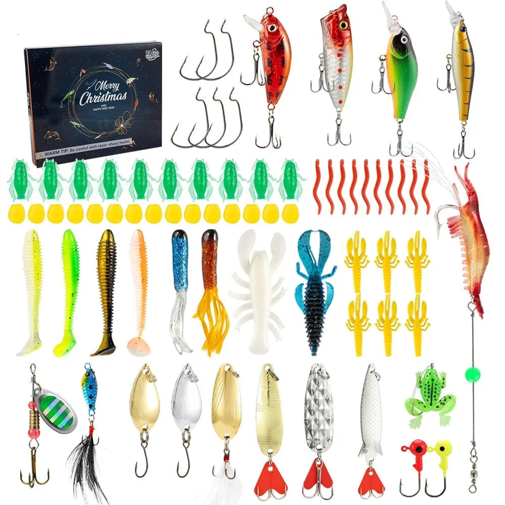 Christmas Mino Bog fishing blind box set with 24 metal pieces for bass and coarse fishing