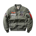 Men's slim-fit black retro motorcycle jacket with stand collar and patch pockets