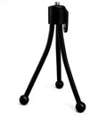 Small black iron mini tripod with ball head, shown extended next to a smartphone for scale.