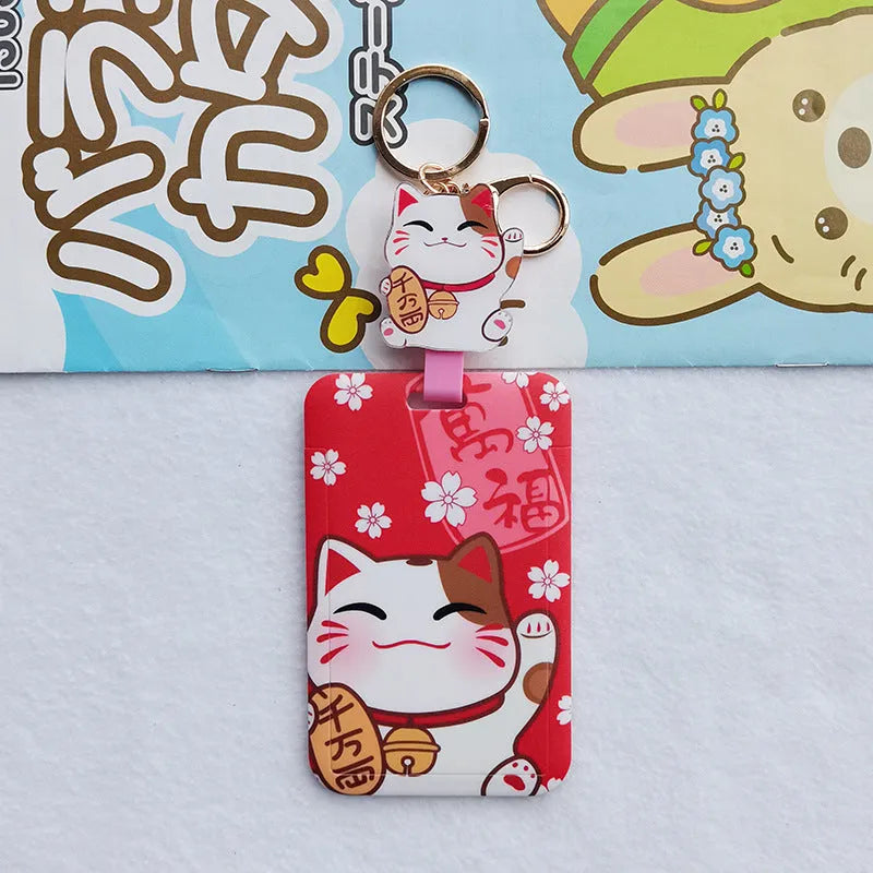 Lucky Cat plastic card sleeves with ferrule pendant in cartoon style designs