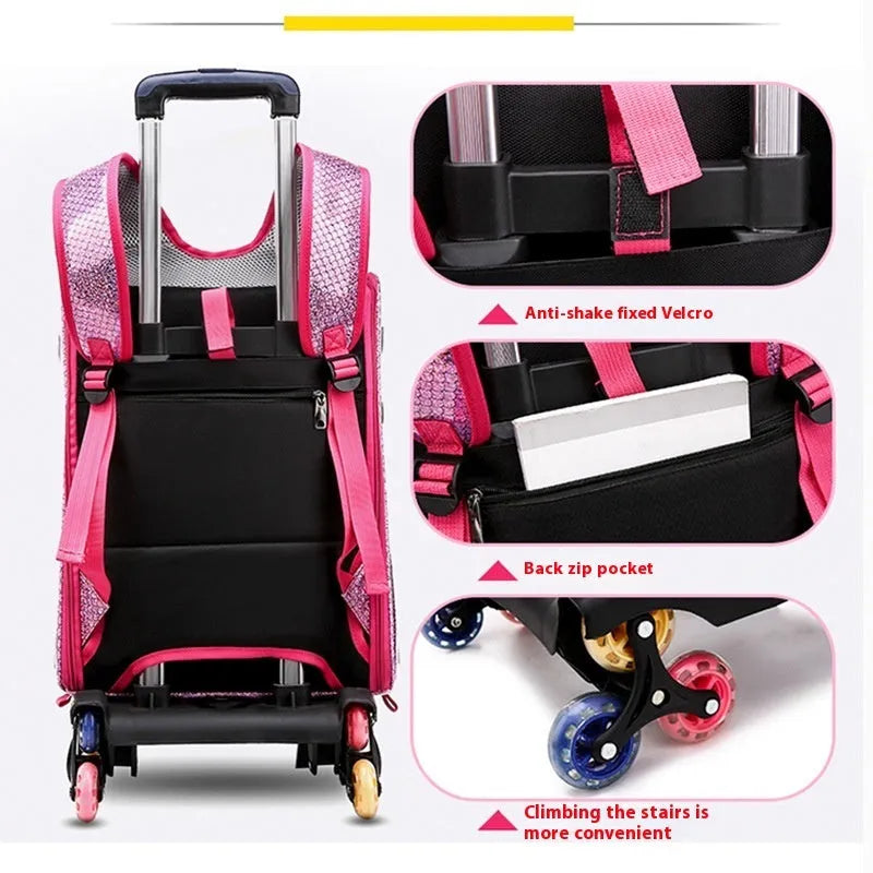 Transparent folding pet trolley bag with Oxford cloth construction in blue colour