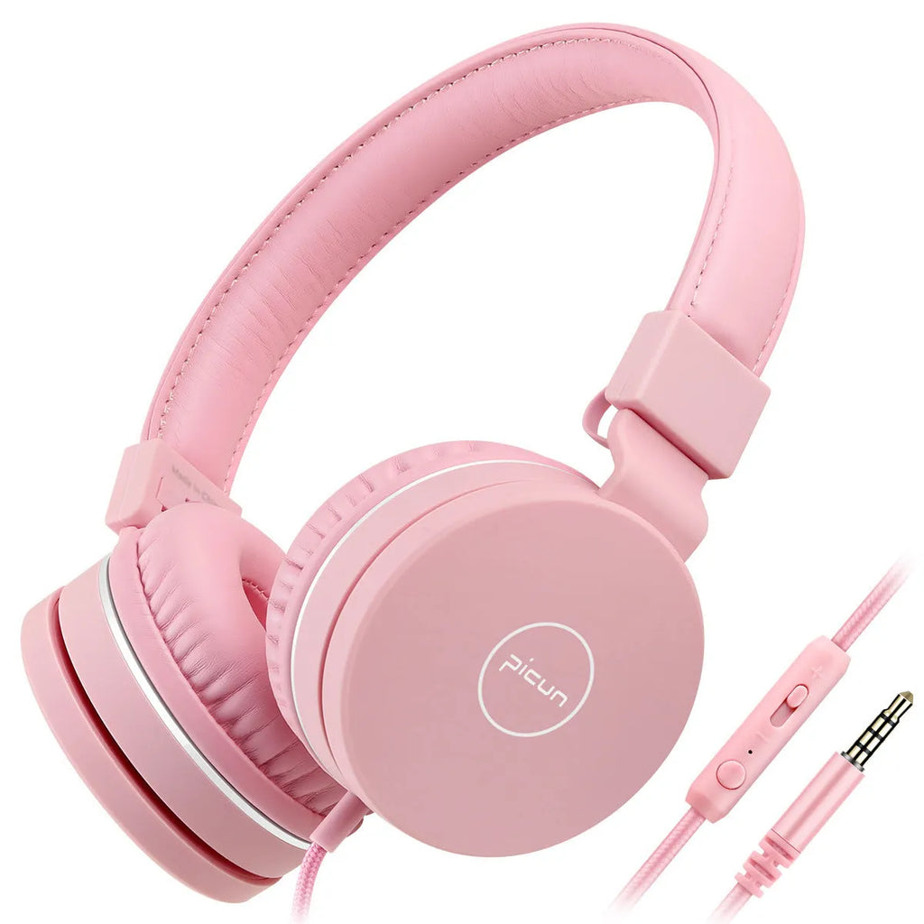 Wired over-ear headphones with microphone in mint green colour with braided cable