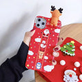 Christmas design silicone back cover case for various iPhone models on a red background.