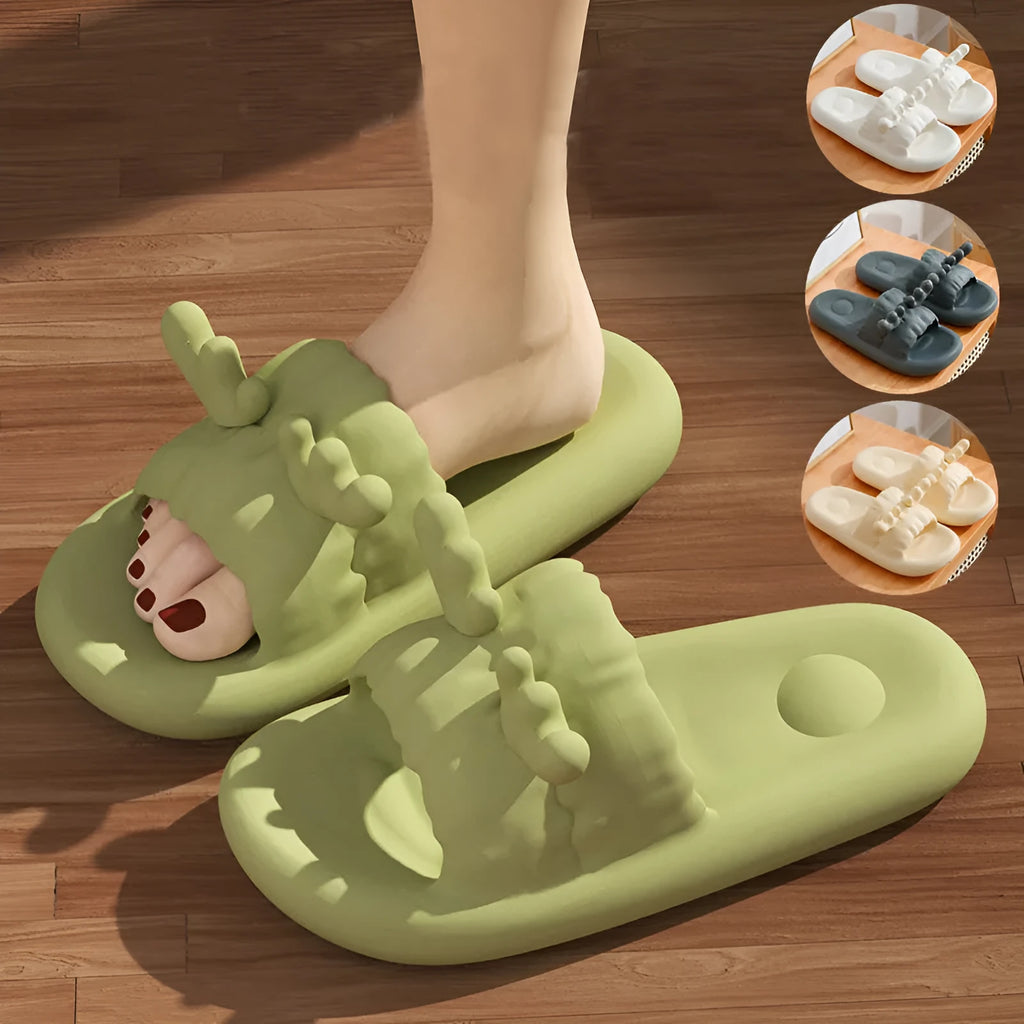 Deer horn style EVA flip flop slippers in light colour with hollow out design