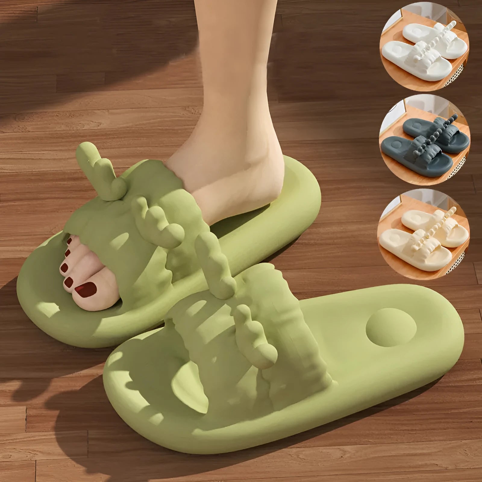 Deer horn style EVA flip flop slippers in light colour with hollow out design