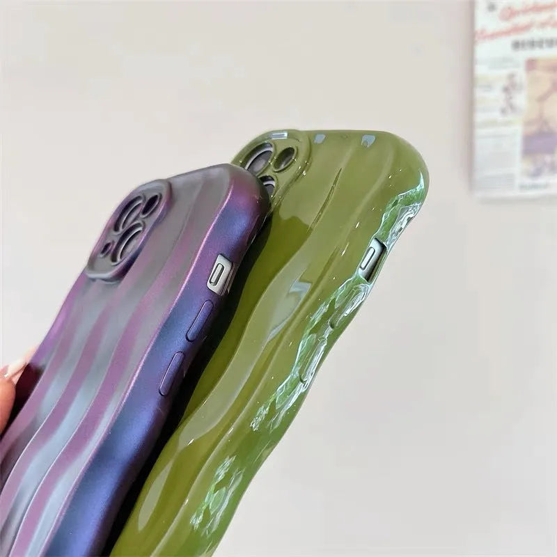 Silicone iPhone 17 case with water ripple design in multiple colour options