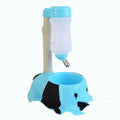 Adjustable pet drinking bowl with rod lifting system showing height adjustment up to 42cm