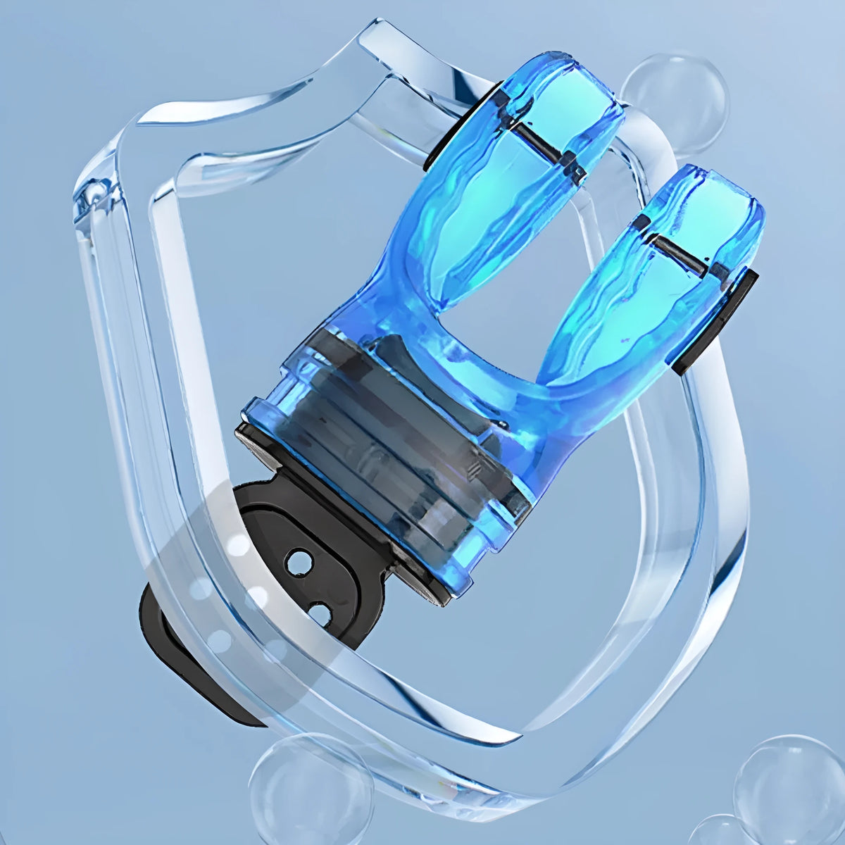 Edible silicone plastic-free diving mouthpiece with removable bite block in assorted colours.