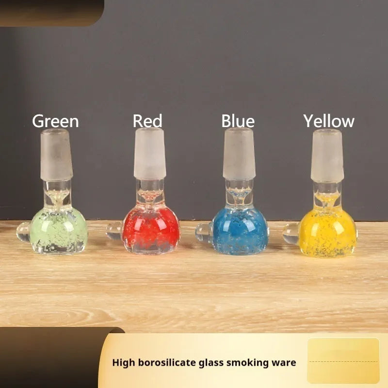 Transparent glass tobacco pipe in trumpet shape measuring 7cm, available in four colours