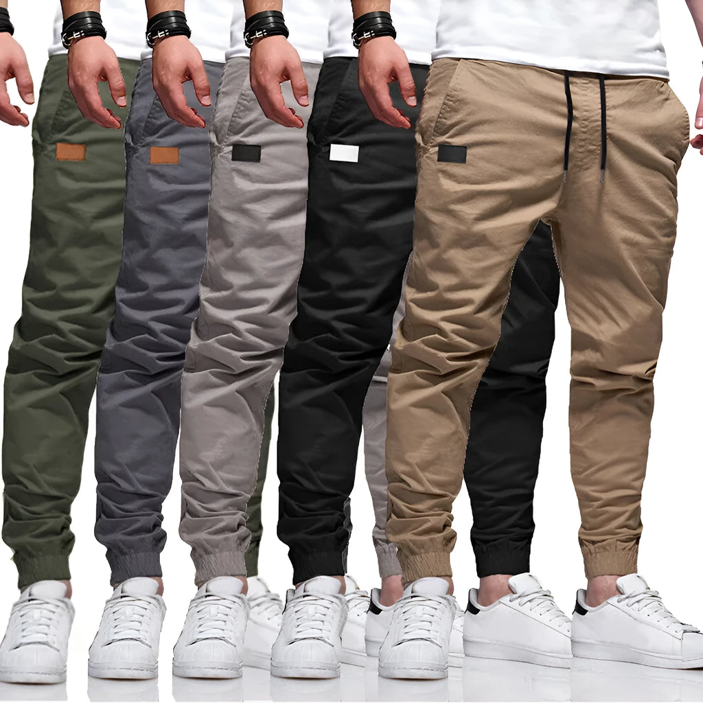 Youth cargo trousers in cotton blend, loose straight-leg with ankle cuffs, light grey, sizes S to 3XL
