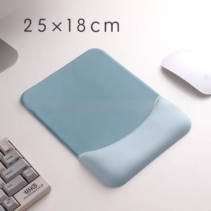 Square silica gel wrister mouse pad with wrist strap support in black, blue, pink or purple