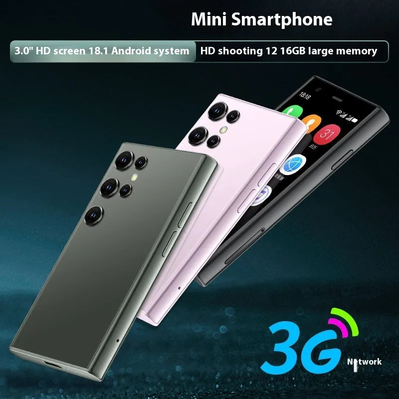 S23PRO XS15 mini smartphone in black, green, or pink purple with straight plate design and 30 screen