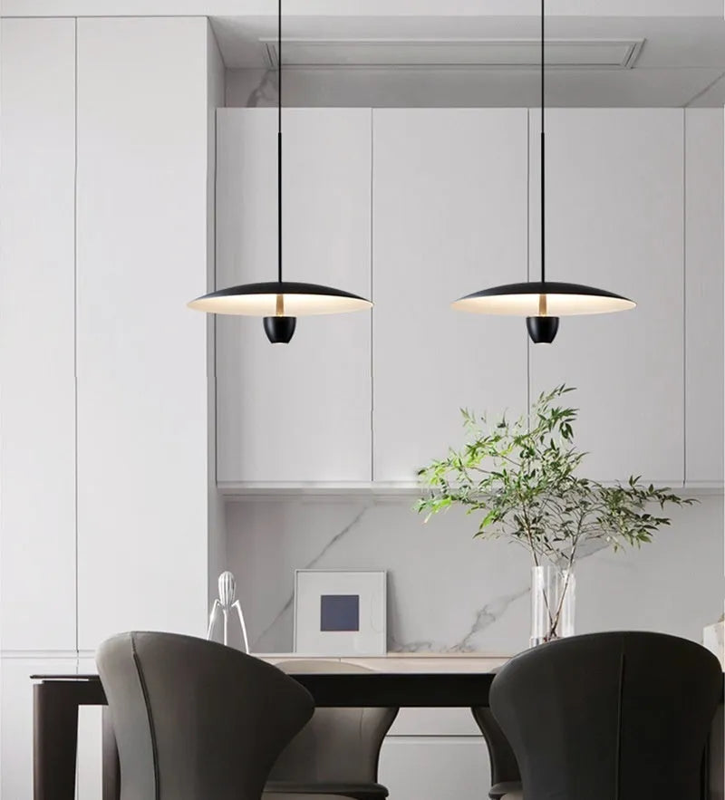 Black modern minimalist chandelier with 400mm size and warm light colour