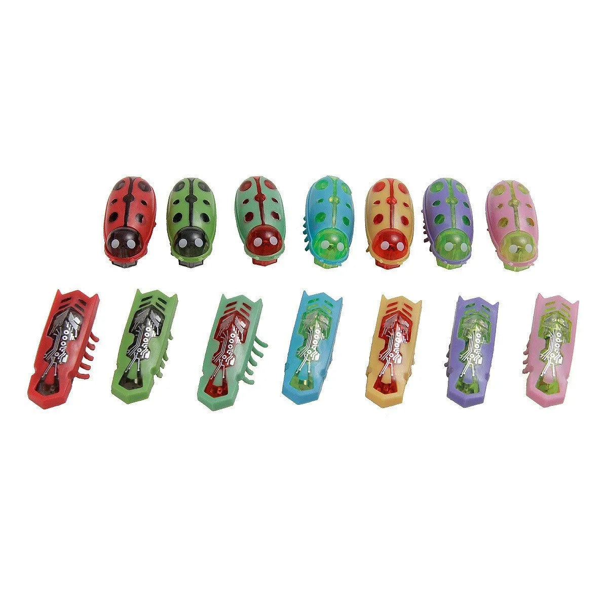 Electric toothbrush worm cat teaser toy showing 4.5 cm plastic body in ladybug style with red and black colouring