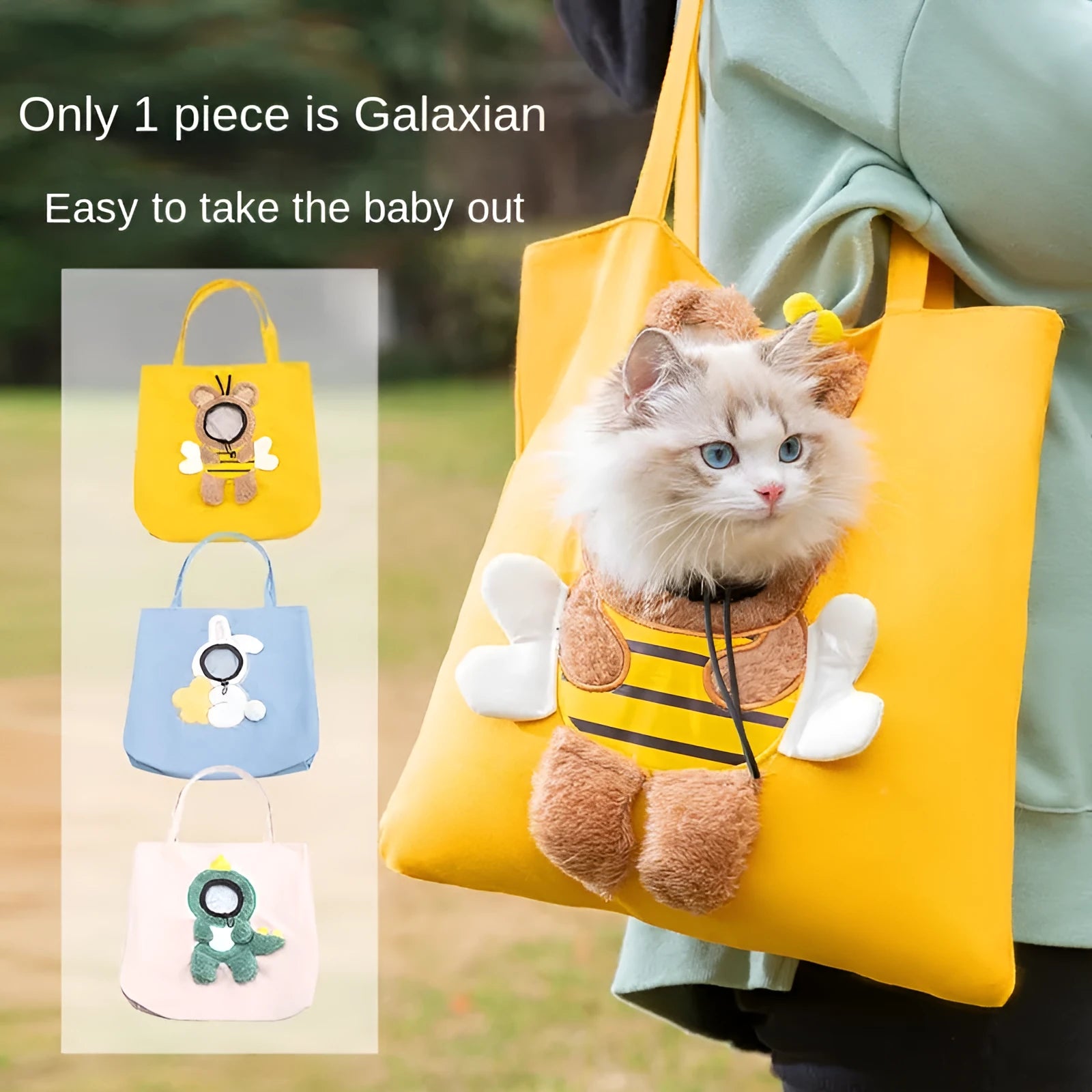 Little Bee Design canvas pet carrier bag with safety zippers and adjustable side opening for dogs and cats