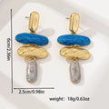 Geometric multicolour stud earrings with zinc alloy electroplated finish