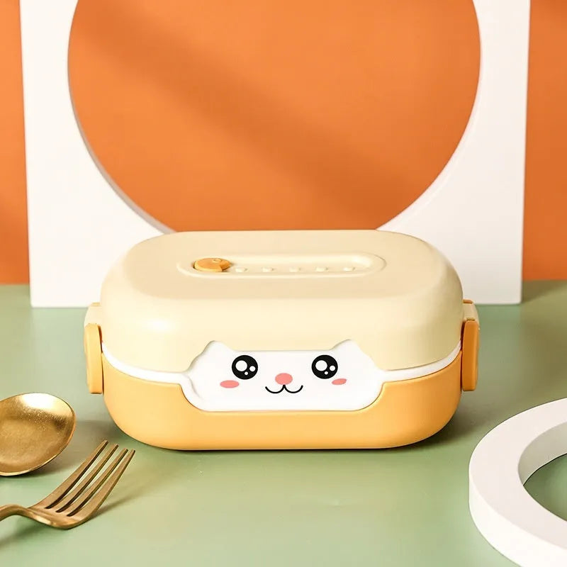 Children's square plastic divided lunch box with microwave-safe feature in three colour options
