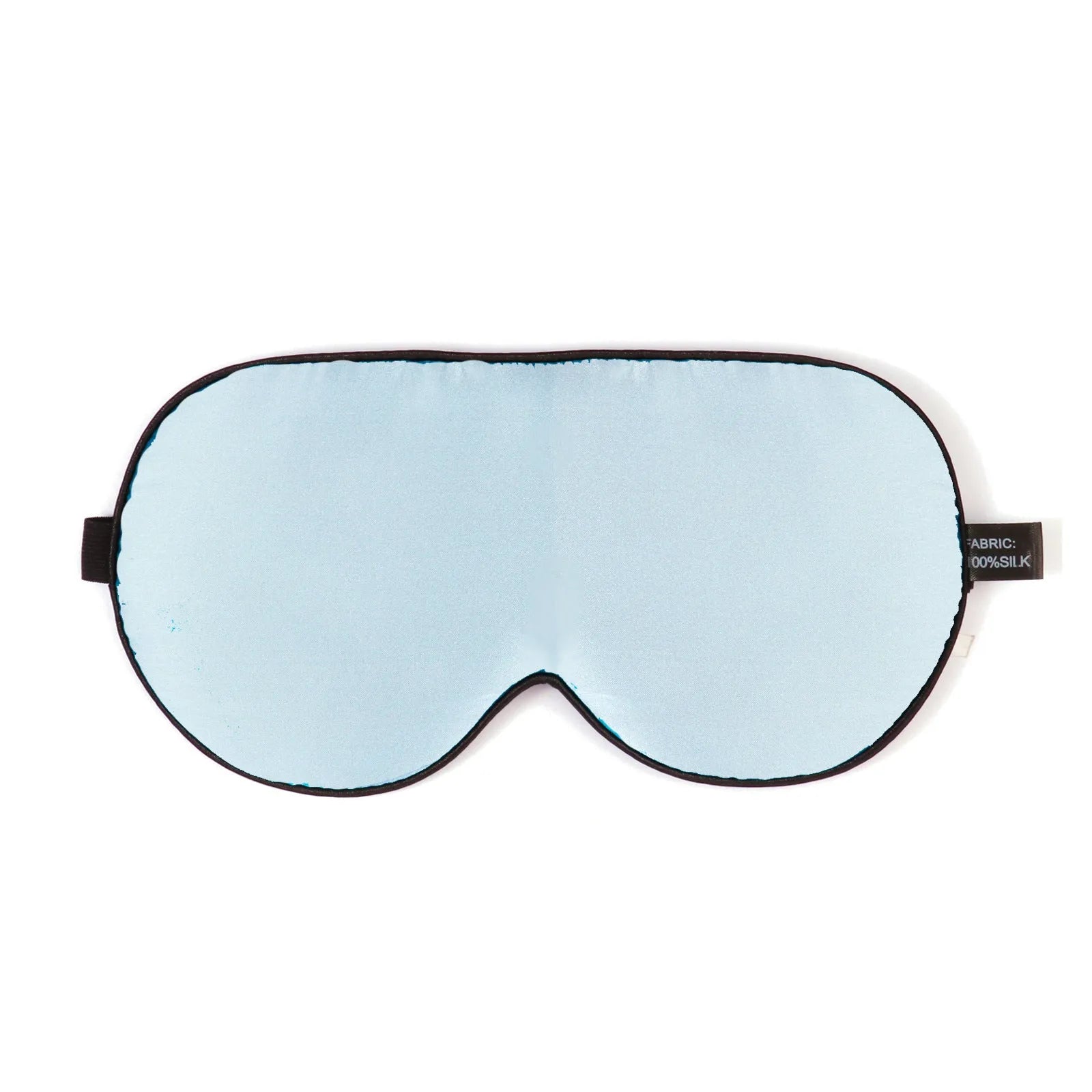 Double-sided mulberry silk sleep mask in multiple colours showing embroidered print and adjustable strap.