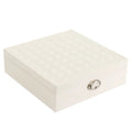 Red PU leatherette jewellery storage box with necklace and ring compartments