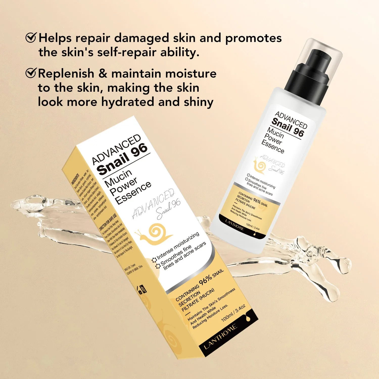100ml snail snail serum moisturising facial essence liquid bottle