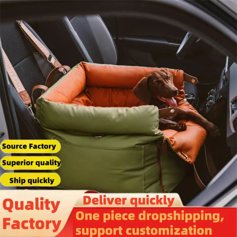 Waterproof PU leather pet car nest measuring 55x50x45cm in black colour