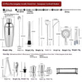 23-piece stainless steel cocktail bar set with acrylic European style mixers laid out on a table.