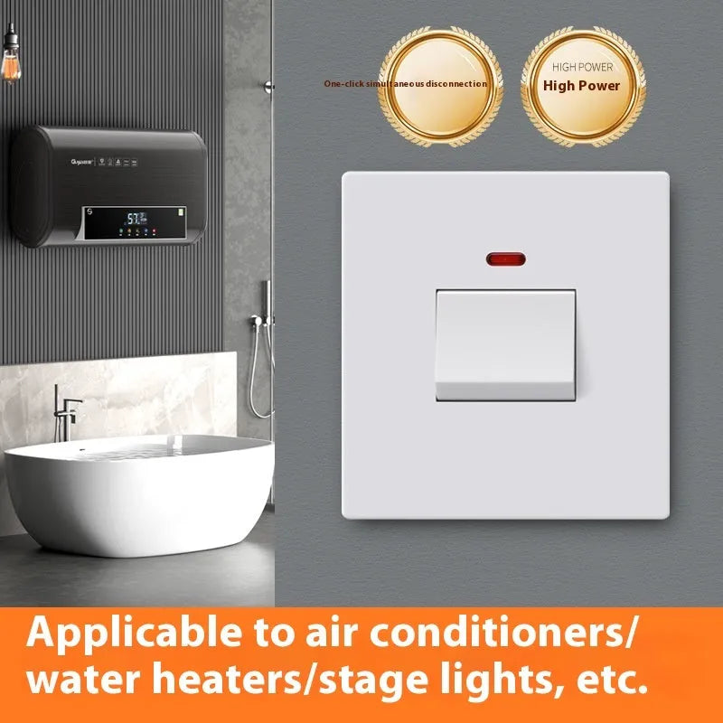 Curved rack electrical switch with light indicator for water heaters and air conditioners