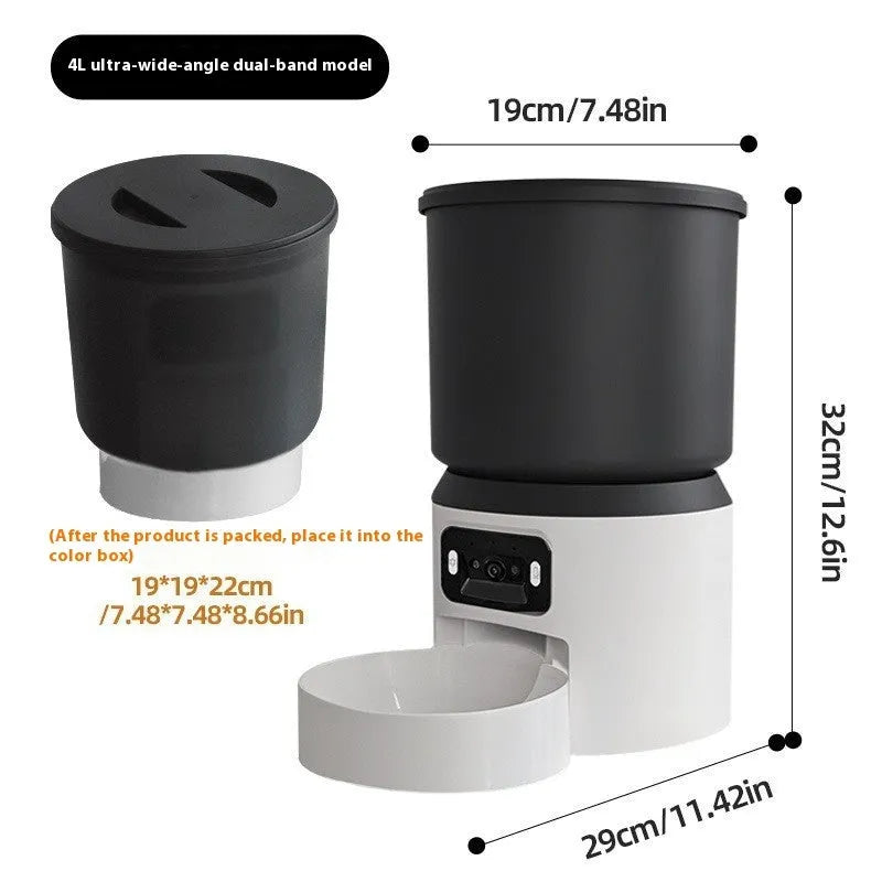 4L smart pet feeder with removable bowl showing plastic and stainless steel options
