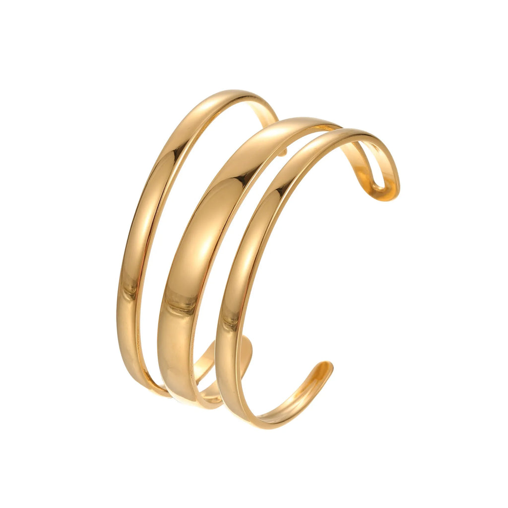 Stainless steel bracelet with simple opening clasp in geometric line design for women