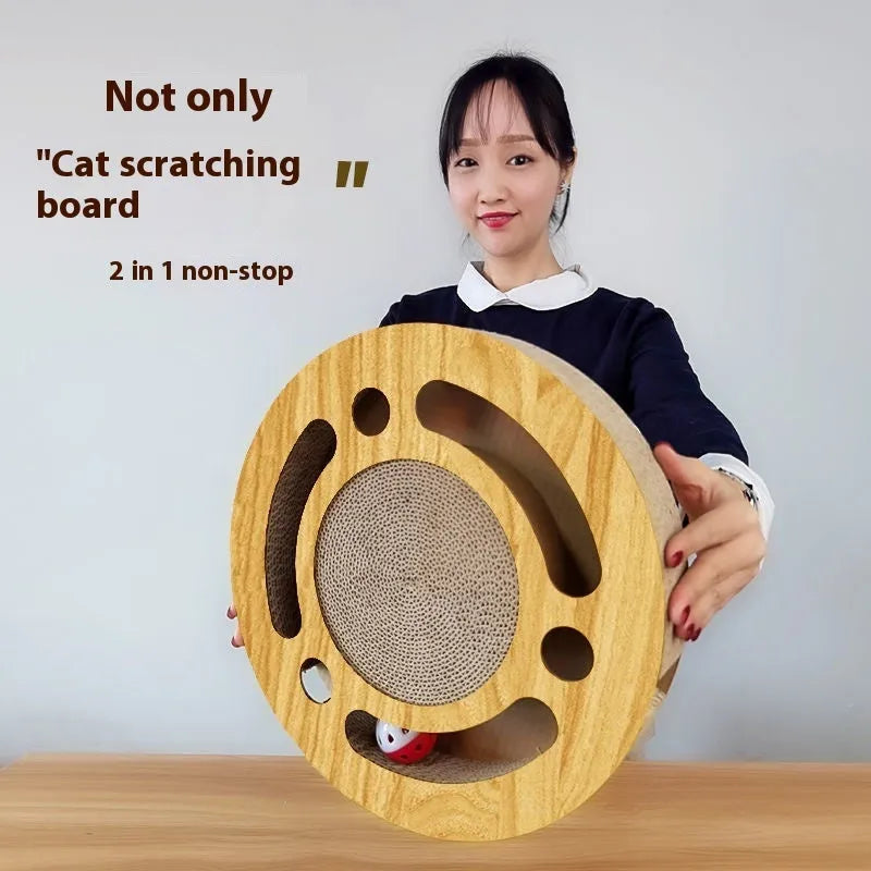 Corrugated paper cat scratch board with small ball in multiple style options