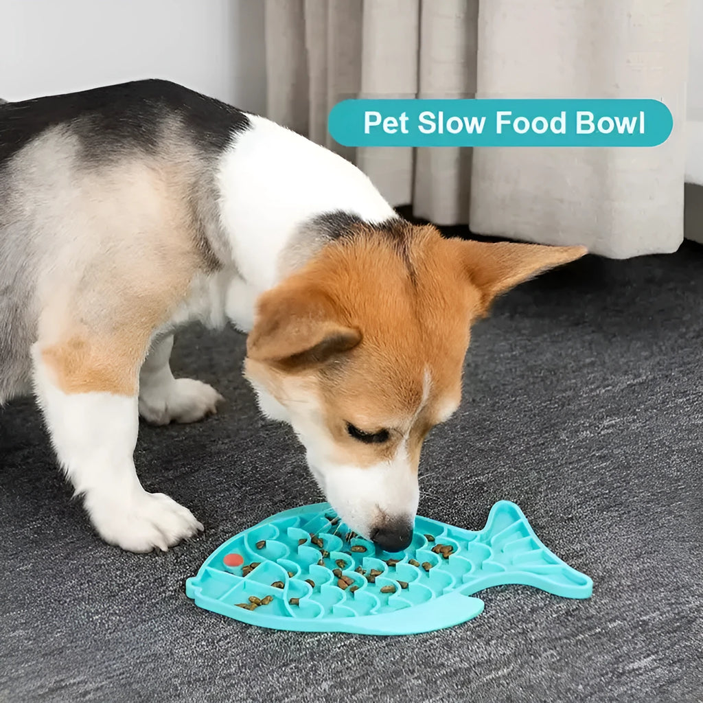 Silicone lick mat for dogs in blue, green, or grey, 24.5 x 19 cm, slow feeder tray