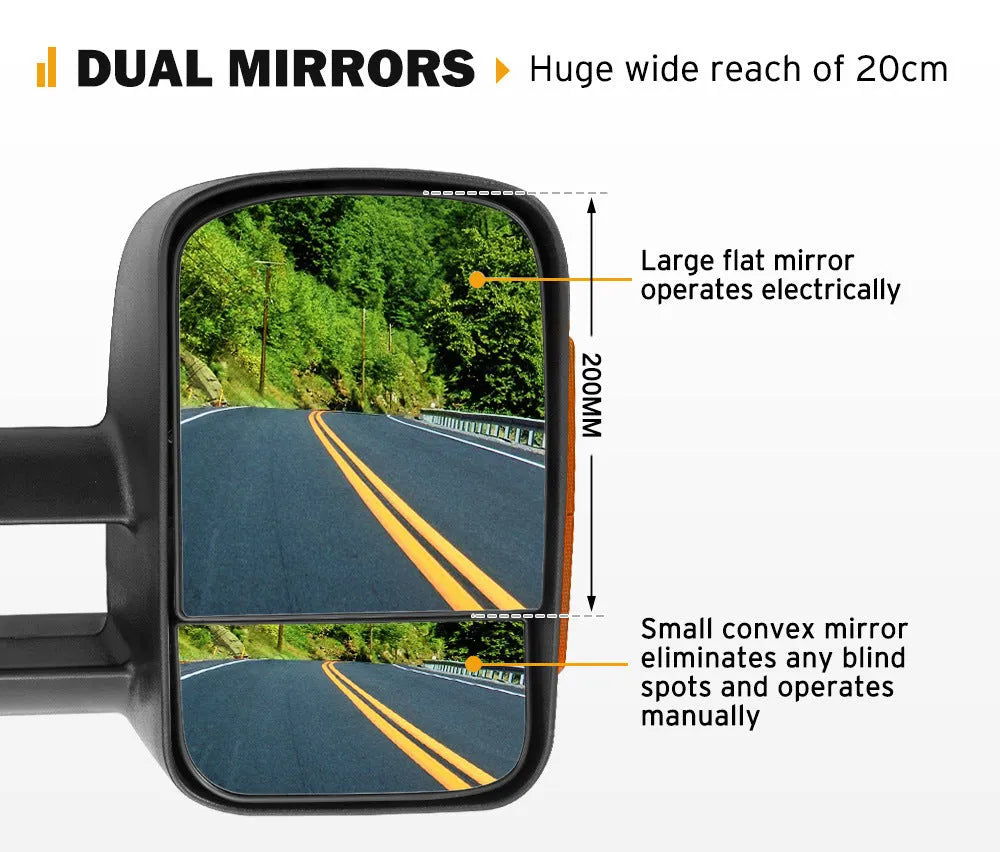 Black electric exterior rear view mirror with light for Nissan D23 NP300 2015 onwards