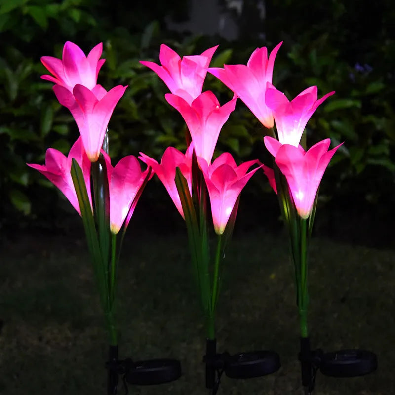 Solar lily festive lantern outdoor garden decor with flower shape design