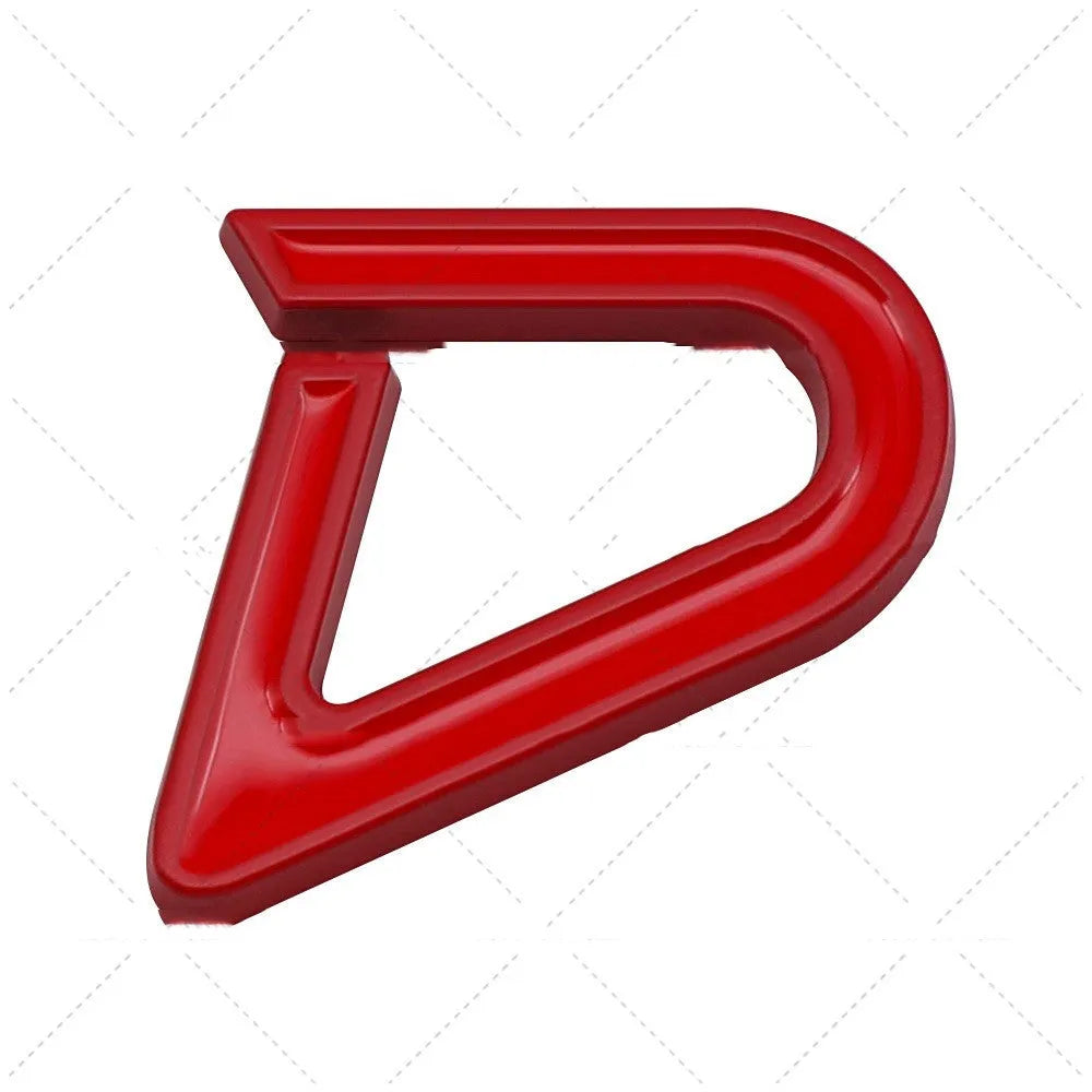 Metal car bumper sticker labels in SD, D and S patterns with red and silver or black colour options