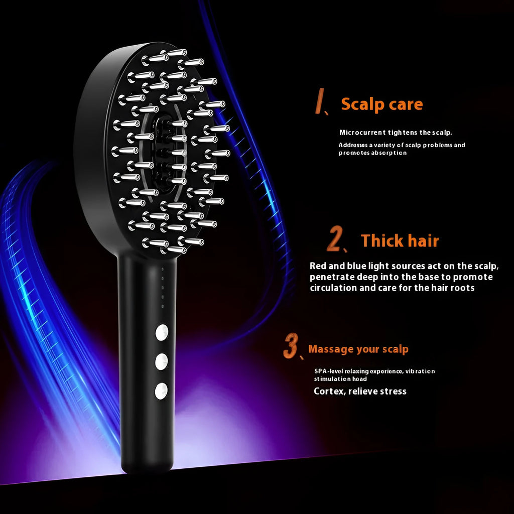 Black scalp massage device with vibration therapy function in KD3802 colour