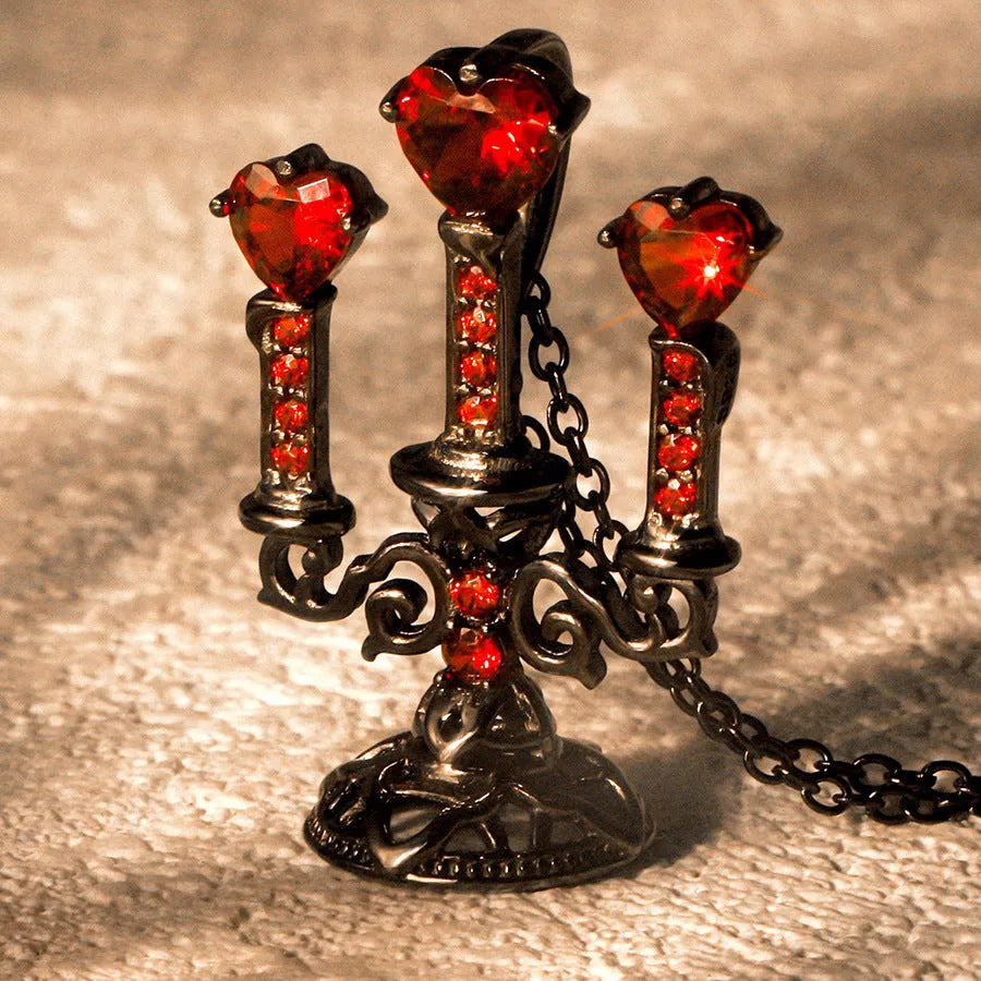 Women's retro candlestick clavicle chain necklace with gothic cross design in zinc alloy