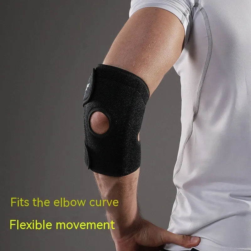 Black adjustable sports elbow guard for basketball, football, tennis and outdoor activities
